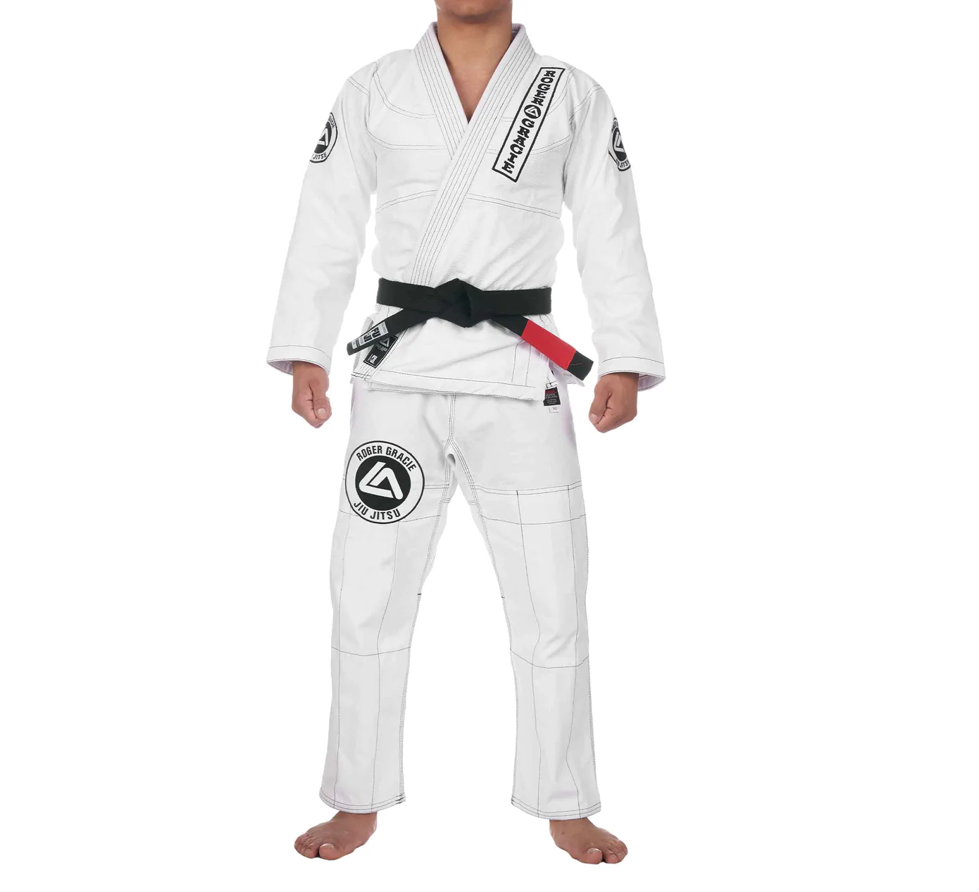 Front view of a Roger Gracie competition cut Gi