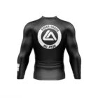 Rear view of Roger Gracie Jiu Jitsu long sleeve rash guard in Black