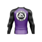 Rear view of Roger Gracie Jiu Jitsu long sleeve rash guard in Purple