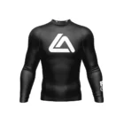 Front view of Roger Gracie Jiu Jitsu long sleeve rash guard in Black