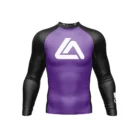 front view of Roger Gracie Jiu Jitsu long sleeve rash guard in Purple