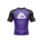Front view of Roger Gracie Jiu Jitsu short sleeve rash guard in Purple